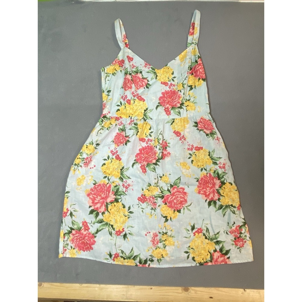 Cynthia Rowley Women's Size 10 Linen Bold Floral Short Dress Garden Party Tea